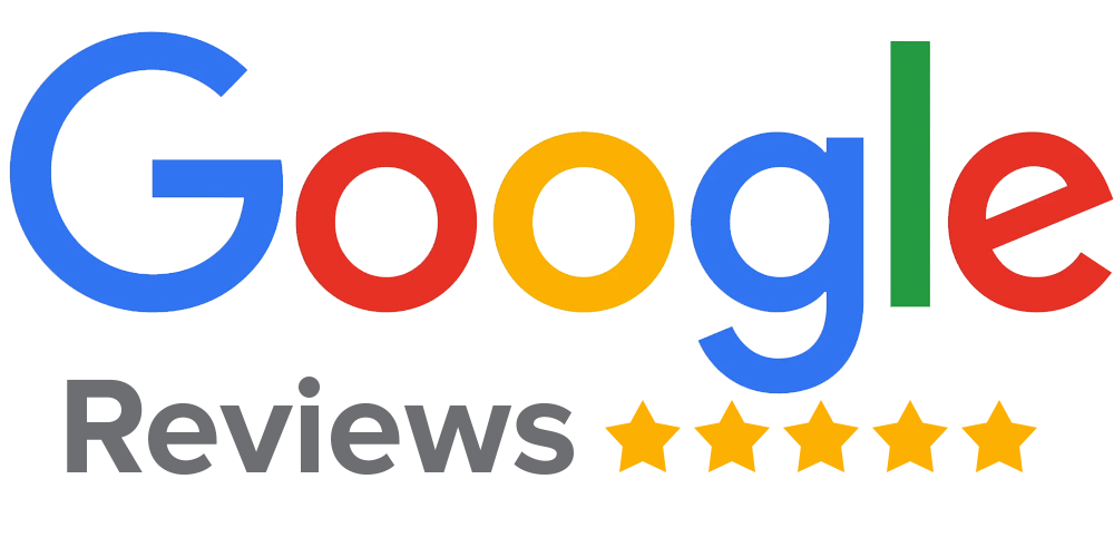Google site, logo with colorful letters and yellow review stars below, on a white background.