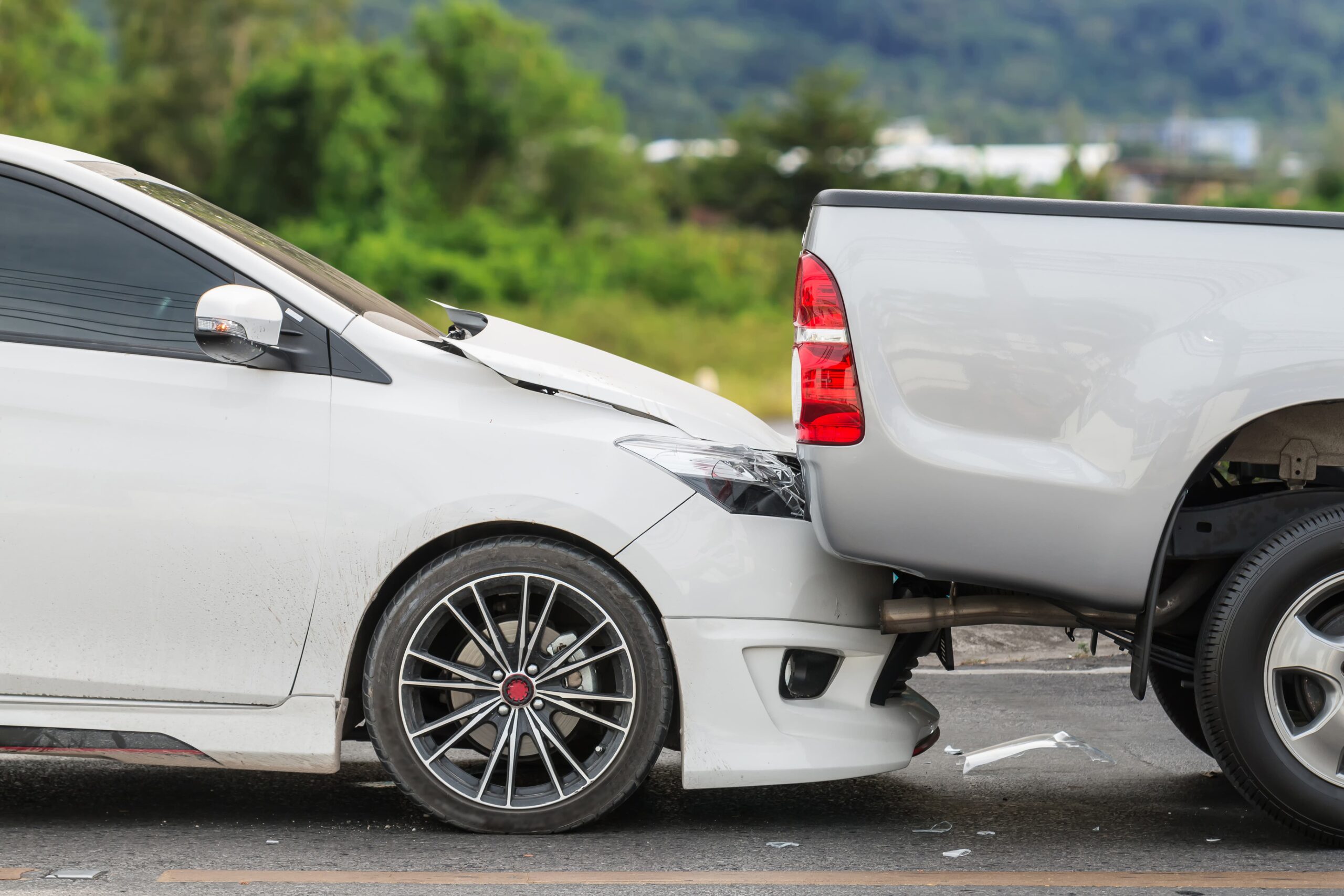 rear-end car accident scene
