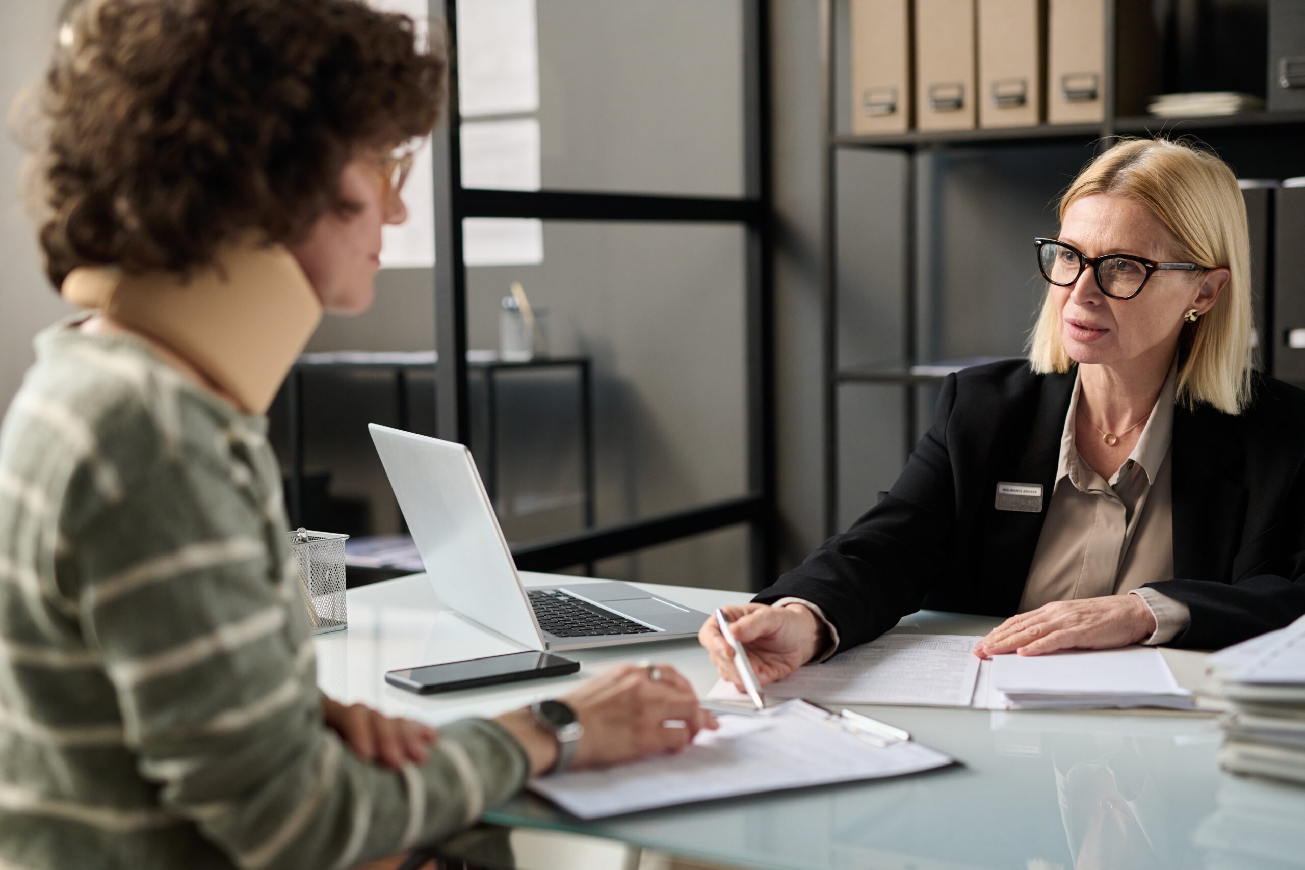 personal injury lawyer explaining legal options to accident victim