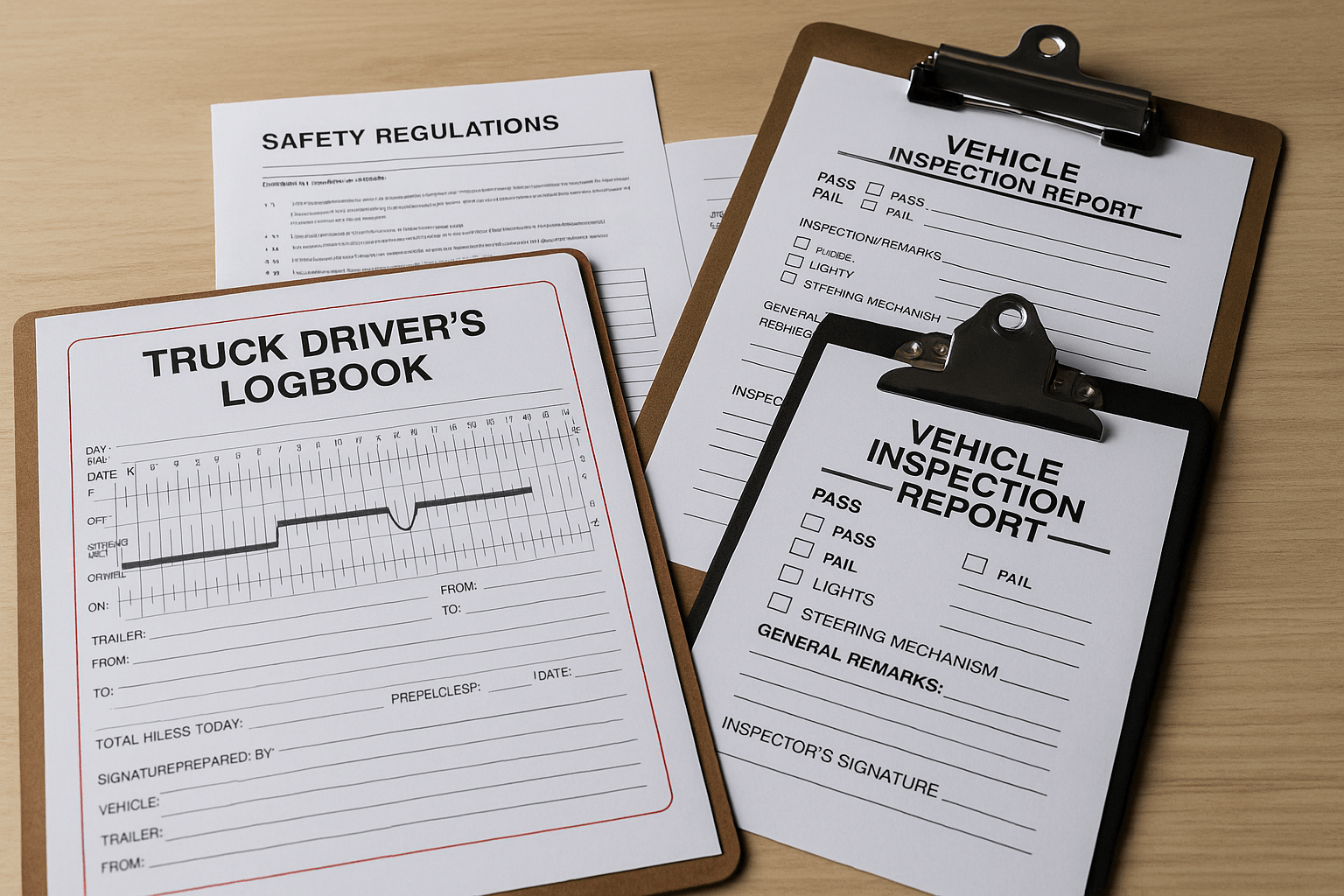 Trucking company compliance paperwork showing liability in a truck accident