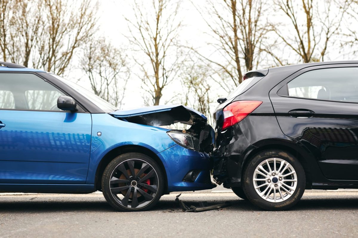 Uber or Lyft car involved in an accident with visible damage